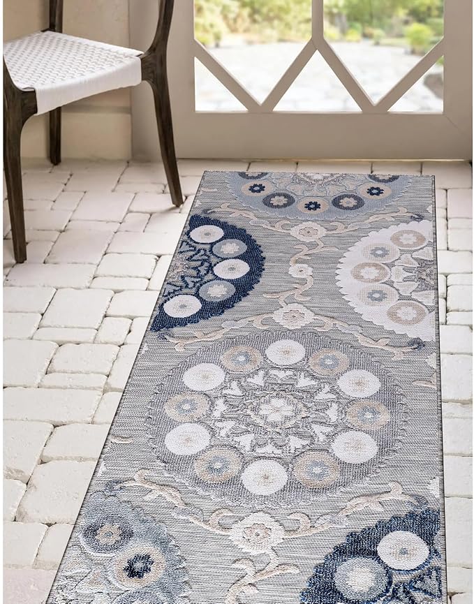CAMILSON Runner Outdoor Rugs Oriental Retro Traditional Floral Medallion Area - Image 3