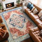 Large Area Rugs 8x10, Low Pile Washable Rugs, Soft Vintage Distressed Rugs by Beglad