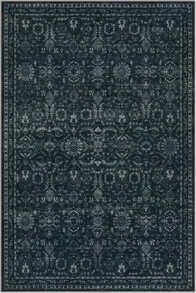 Lahome Washable Black Living Room Rug 6x9, Boho Dining Room Rugs - Image 9