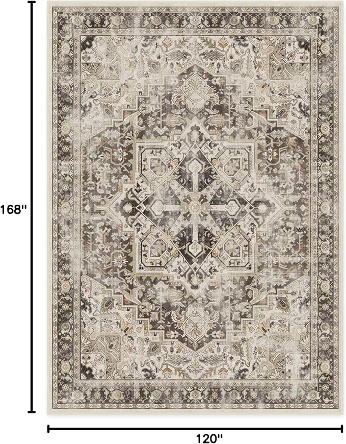 RUGGABLE Washable Vintage Area Rug – Kamran Hazel 10x14, Stain-Resistant - Image 2