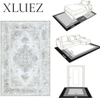 Area Rug 5x7 Living Room Rug, Machine Washable Vintage Distressed Medallion Rug - Image 8