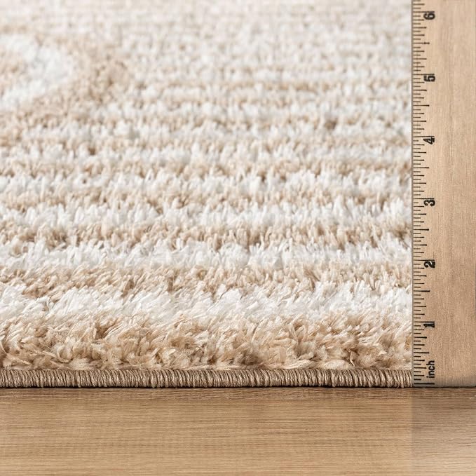 Rugshop Abstract Arch Shag Area Rug Beige 2' x 3' Ideal - Image 3