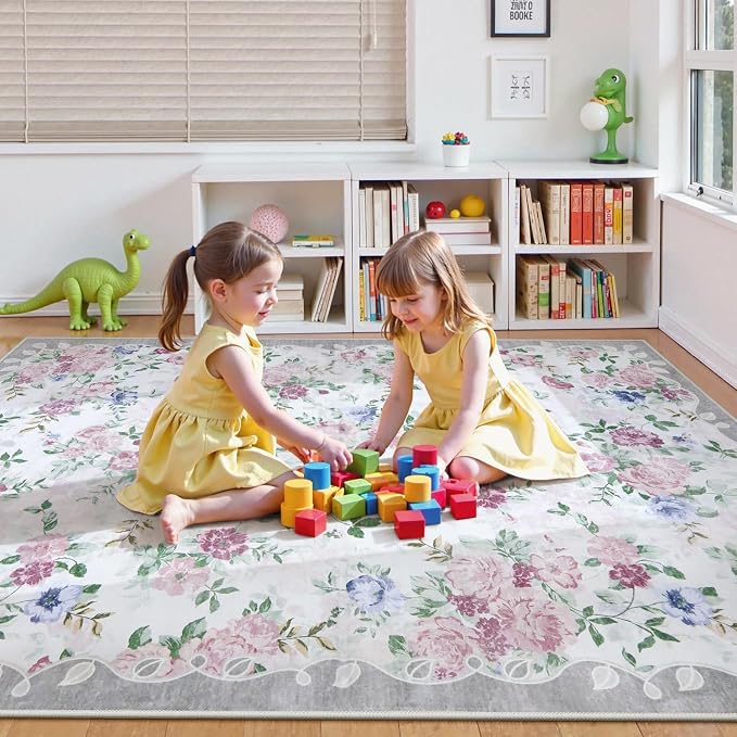 Lahome Purple Floral 5x7 Area Rugs, Boho Rugs - Image 5