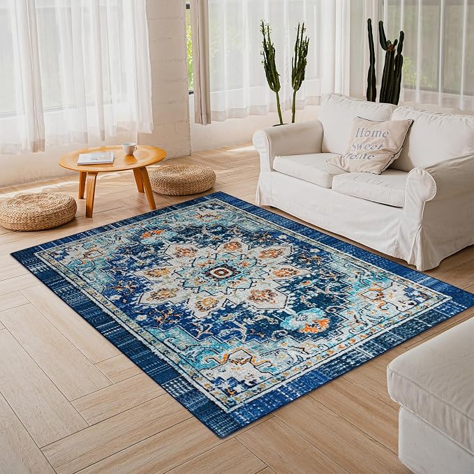 Easy-Going Area Rug 5x7 Washable Boho Rugs - Image 8
