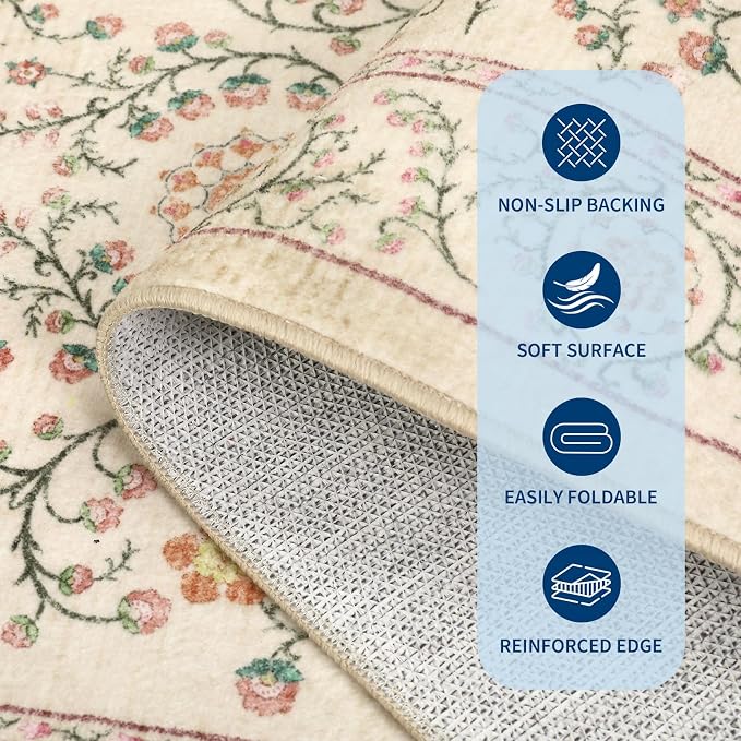 GarveeHome Boho 2x6 Runner Rug for Hallways Non Slip, Vintage Botanical Kitchen - Image 8