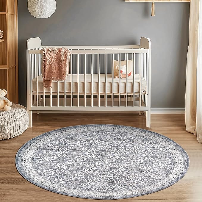 jinchan Round Rug 6ft Washable Circle Soft Rug - Image 3