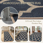 Lahome Moroccan 3x5 Outdoor Rug, Easy Jute Blue Washable Rug - Image 5