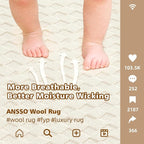 ANSSO Wool Rugs 8x10 for Living Room, 80% Merino Wool and 20% Cotton Soft - Image 6