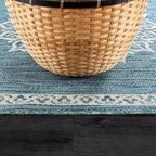 CAMILSON Outdoor Rug 6x9 Medallion Aqua Modern Area Rugs - Image 8
