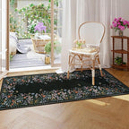 Lahome Boho Floral 2x6 Black Bathroom Runner Rugs Non Skid Washable, Rug Runners - Image 8