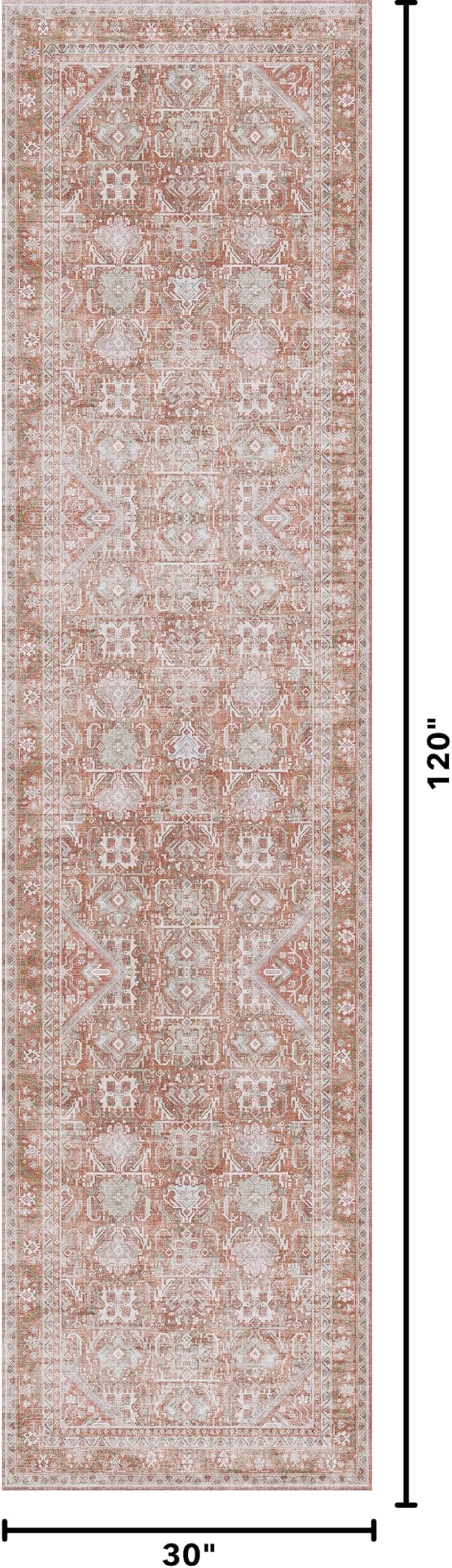 Kuden 2'6"x10 Runner Rug, Machine Washable Area Rug - Image 2