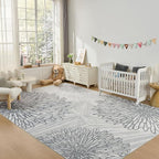 WITSHOCK 12x15 Washable Rug for Living Room, Modern Floral Distress Print - Image 4
