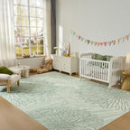 WITSHOCK 9x12 Washable Rug for Living Room, Modern Floral Distress Print - Image 4