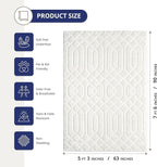 Abani Cozy Cream Area Rug for Living Room, Bedroom - Image 2