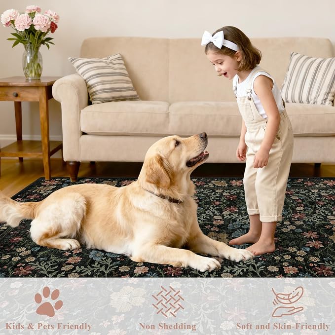 DUKINO 6x9 Rugs for Living Room, Vintage Washable Rug - Image 3