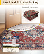 Area Rugs 8'x10' Washable Non-Slip, Floral Vintage Distress Print Pattern - Image 4