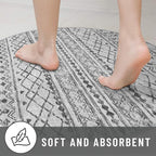KUTA Washable Circle Rug 3Ft Grey Moroccan Washable Round Area Rugs Boho Foyer - Image 7