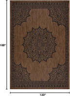 CAMILSON Outdoor Rug, 10x14 Medallion Nut Brown Black Modern Area Rugs - Image 2