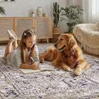 PURRUGS Vintage Farmhouse Boho Area Rug 5x7 ft, Non-Slip Machine Washable Rug - Image 3