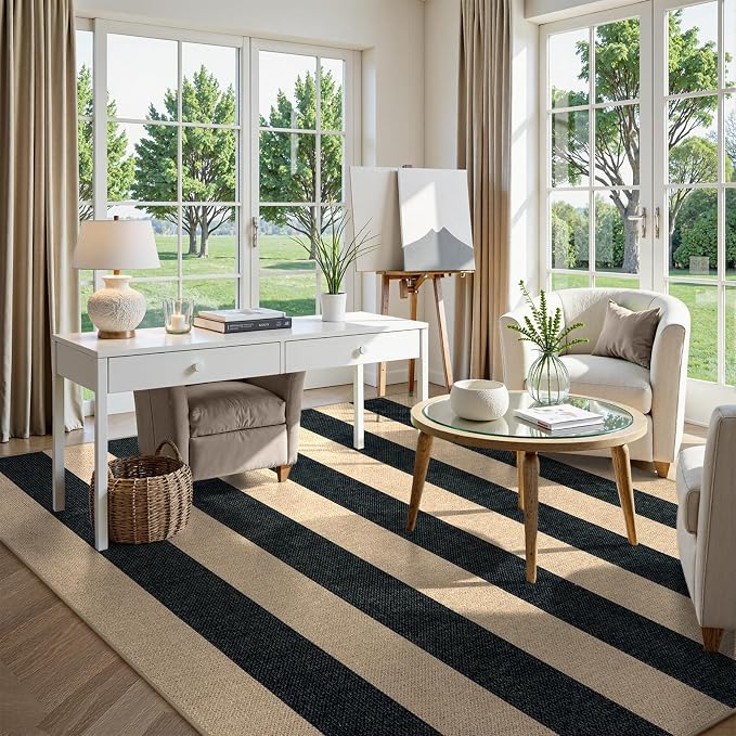 Lahome Striped Easy Jute Outdoor Rug, Washable Rugs 8x10 - Image 6