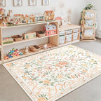 Orange Rug Bow Floral Rug 3x5, Washable Boho Area Rugs Non Slip Low Pile Carpet - Image 2
