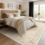 Distressed Beige Rugs for Living Room 6x9, Low Pile Thin Area Rugs for Bedroom - Image 4