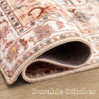 SERISSA 4x6 Boho Bedroom Rug, Washable Non Slip Vintage Peach Cream Area Rugs - Image 6