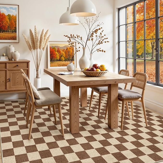 LIVEBOX 8x10 Area Rugs for Living Room, Checkered Non-Slip Washable Rugs - Image 4
