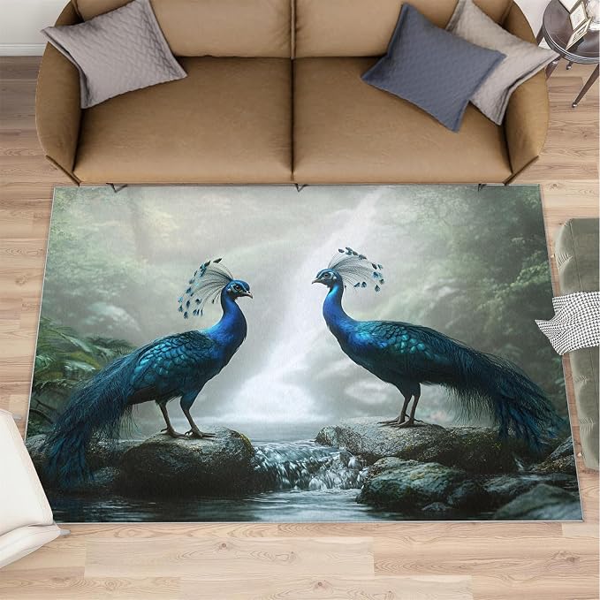 Peacock Rug 5x8-5x8 Rug, Peacock Couples Area Rugs - Image 2