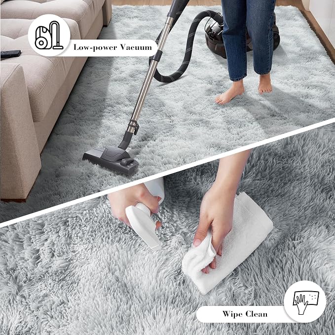 Fluffy Rug Shaggy Area Rug, Mottling Grey 9x12 Area Rugs - Image 7