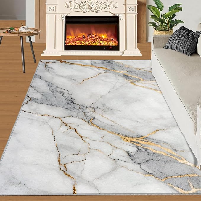 6x9 Abstract Marble Living Room Rug - Image 2