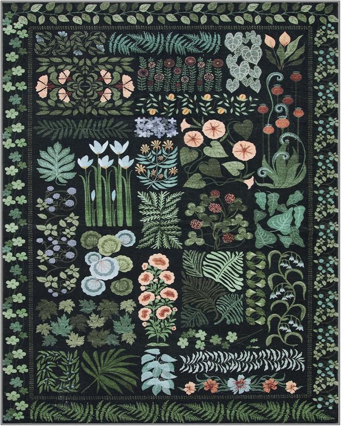Boho Washable Living Room Bedroom Area Rug 8x10 Under Bed, Floral Large Living - Image 9