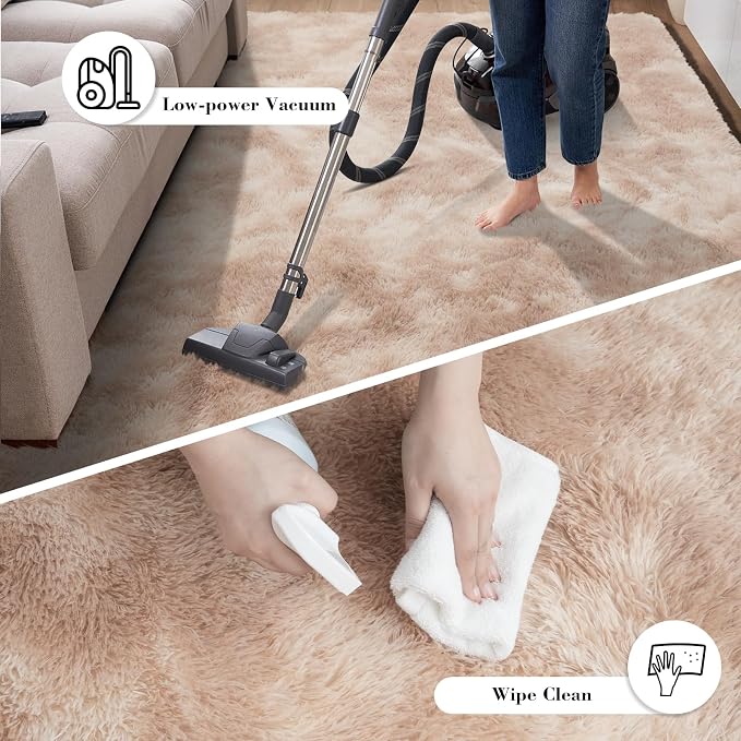 Fluffy Rug Shaggy Area Rug, Mottling Beige 9x12 Area Rugs - Image 7
