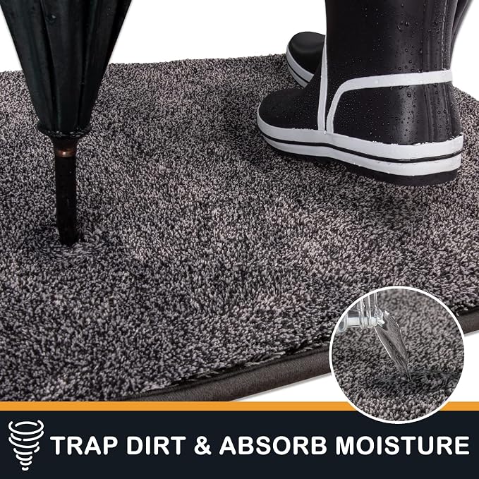 PURRUGS Dirt Trapping Door Mat 24" x 35.5", Non-Slip Machine Washable Entry Rug - Image 5