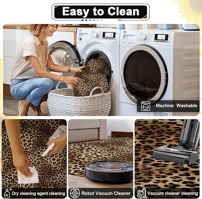 Leopard Rug 3x5 Sexy Modern Print Small Area Rug Washable Kitchen Rugs Non-Slip - Image 4