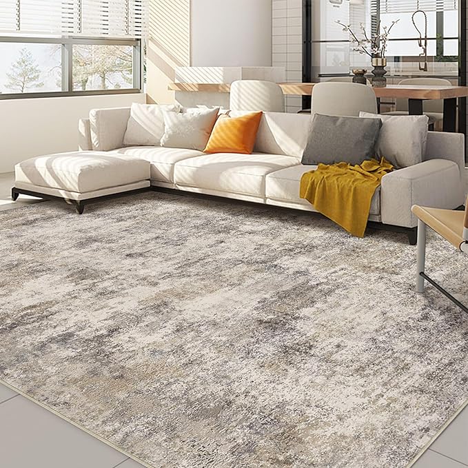 Nakagishi 10x14 Area Rugs Living Room: Washable Abstract Large Neutral Soft Rug by NakagishiAreaRug