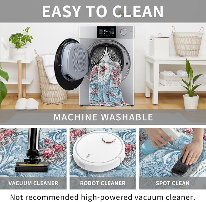 Easy-Going Floral Area Rug 2x3 Washable Entryway Rugs Front Door Mat Indoor - Image 5