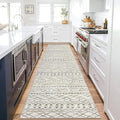 KUTA Moroccan Boho Runner Rug 2.6x10 Non-Slip Vintage Beige Washable Hallway by KUTA