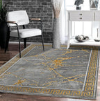 GLORY RUGS Area Rugs Marble 4x5 Grey Gold Carpet Modern Abstract Rug Living by GLORYRUGS