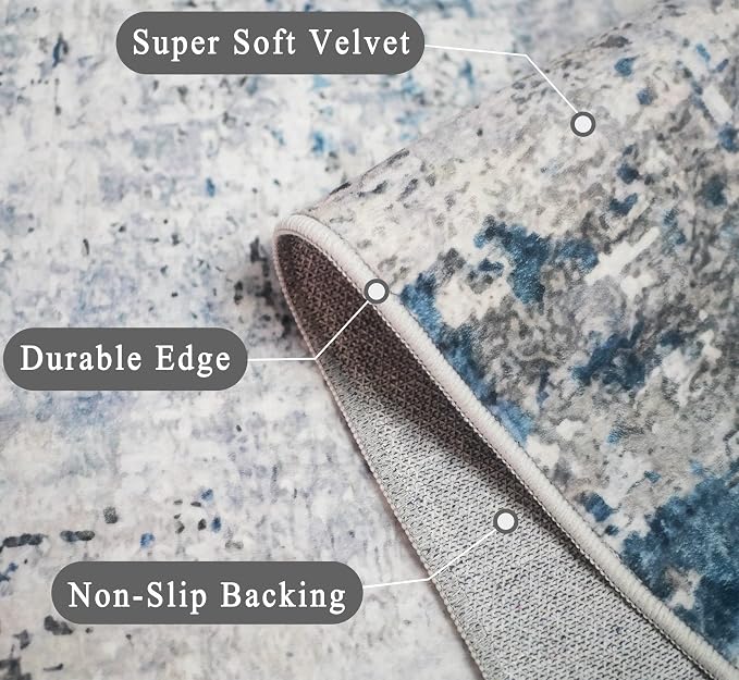 vivorug Washable Rug, Ultra Soft Area Rug 4x6, Non Slip Abstract Small Rug - Image 3