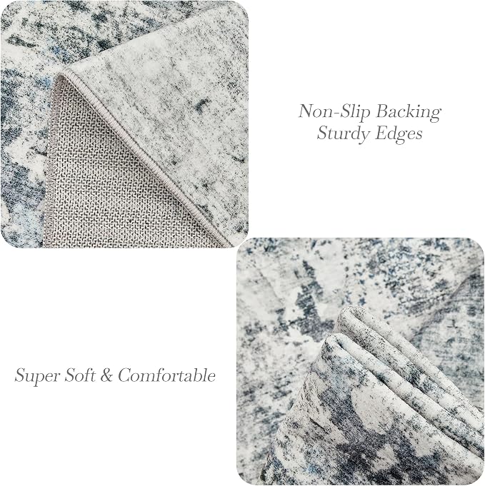 Abstract Rug 8x10 Large Living Room Rugs Neutral Modern Washable Area Rugs - Image 6