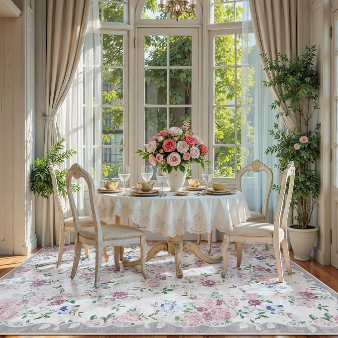 Lahome Purple Floral 5x7 Area Rugs, Boho Rugs - Image 4