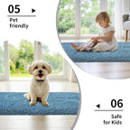 Blue Bathroom Runner Rug 24x59 Non Slip Fluffy Long Bath Mat - Image 7