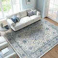 Area Rugs 6'x9' Washable Non-Slip, Floral Vintage Distress Print Pattern by RELEANY