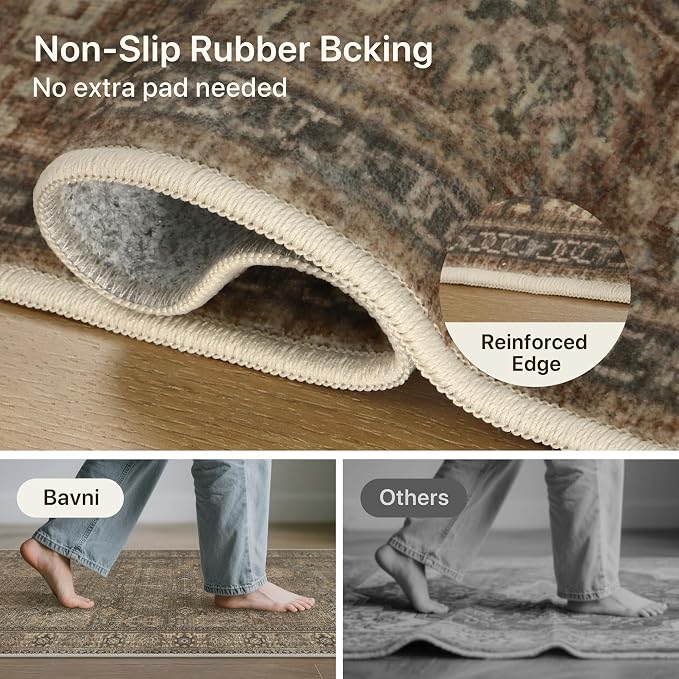 Bavni Washable Rugs 8x10-Machine Washable Rug Lightweight Low Pile, Vintage - Image 5