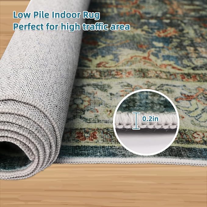 Dripex Runner Rug-2x8 Washable Distressed Hallway Runner Oriental Medallion - Image 7