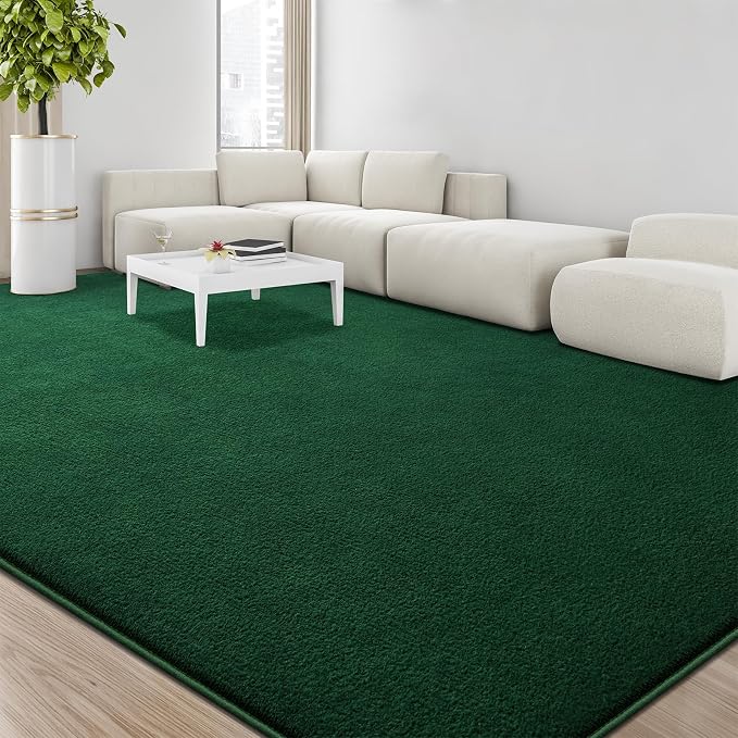 Large Area Rugs for Living Room Bedroom, 5x8 Feet Dark Green Rug, Minimalist - Image 4