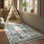 Floral Boho Beige Washable 3x5 Bathroom Entrance Rugs Indoor, Non Slip Flower - Image 8