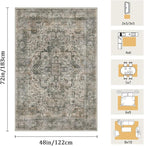4x6 Machine Washable Area Rug for Living Room, Kids and Pets Friendly for - Image 2