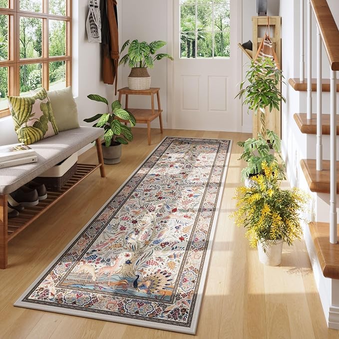 Rugcomf Runner Rug 2x6 Vibrant Tree of Life-Patterned Vintage Kitchen Rugs Non by Rugcomf